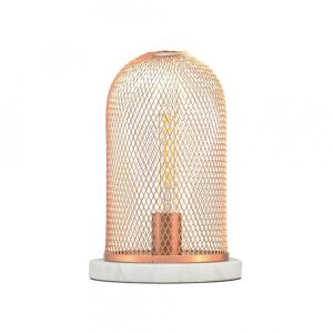 C-Creation Lampe en metal grillage cuivre, base en marbre blanc