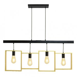 C-Creation Suspension 4 lumieres en metal noir et bois naturel naturel