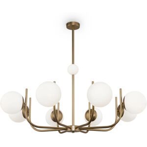 Maytoni Suspension 8 lumières doré avec sphères en verre blanc