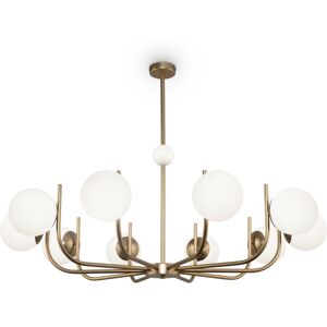 Maytoni Lustre suspension doré 10 lumières avec sphères en verre blanc