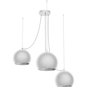 Lumicom Suspension métal blanc mat et feuille argent interne