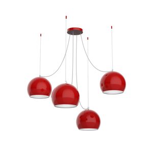 Lumicom Suspension métal rouge brillant et blanc Rouge 25x20x25cm