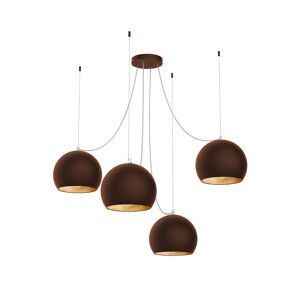 Lumicom Suspension métal marron corten et feuille d'or interne