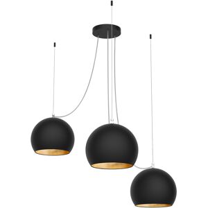 Lumicom Suspension métal noir mat et feuille d'or interne