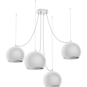 Lumicom Suspension métal blanc mat et feuille argent interne