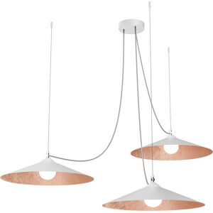 Lumicom Suspension métal blanc mat et feuille cuivre interne 3X E27