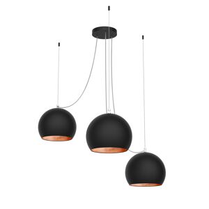 Lumicom Suspension métal noir mat et feuille cuivre interne