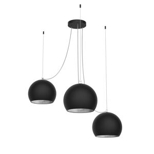 Lumicom Suspension métal noir mat et feuille argent interne