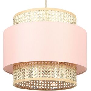 Beliani Lampe suspension en rotin rose et naturel