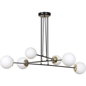 Wonderlamp Suspension elegante 6 lumieres nordique noir avec details dores