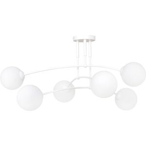 Plafonnier 6 lumières minimaliste blanc avec sphères en verre Blanc 70x20cm