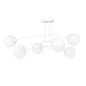 Plafonnier 6 lumières minimaliste blanc avec sphères en verre