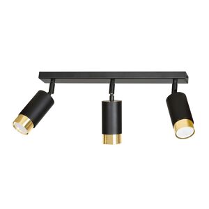 Wonderlamp Rampe elegant avec 3 spots reglables noir et dore