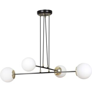 Wonderlamp Suspension elegante 4 lumieres nordique noir avec details dores