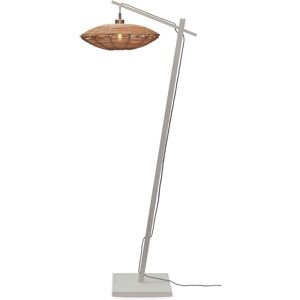 Good & Mojo Lampadaire bambou abat-jour rotin blanc/naturel, h. 150cm Marron 63x150x40cm