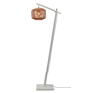 Good & Mojo Lampadaire bambou abat-jour rotin blanc/naturel, h. 150cm