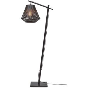 Good & Mojo Lampadaire bambou abat-jour bambou noir, h. 150cm