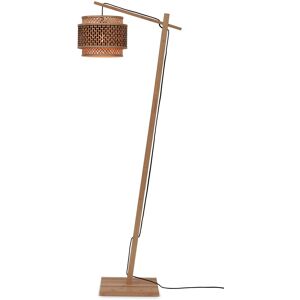 Good & Mojo Lampadaire bambou abat-jour bambou naturel/noir, h. 150cm