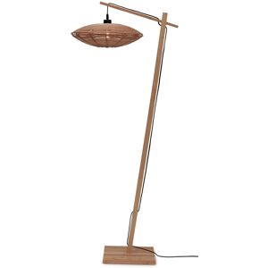 Good & Mojo Lampadaire bambou abat-jour rotin naturel, h. 150cm Blanc 63x150x40cm