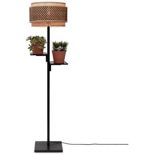 Good & Mojo Lampadaire bambou abat-jour bambou naturel/noir, h. 160cm