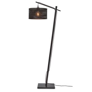 Good & Mojo Lampadaire bambou abat-jour bambou noir, h. 150cm