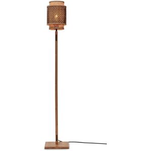 Good & Mojo Lampadaire bambou abat-jour bambou naturel/noir, h. 135cm