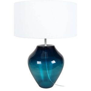 Tosel Lampe a poser verre pétrole et blanc Bleu 35x50x35cm