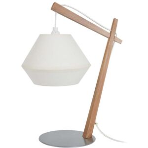 Tosel Lampe de chevet bois naturel et écru