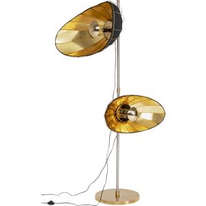 Kare Design Lampadaire en acier 2 abat-jours dorés et noirs H202