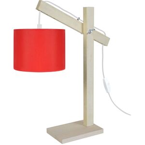 Tosel Lampe de bureau bois naturel et rouge Beige 27x50x27cm