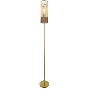 C-Creation Lampadaire en metal grillage dore et simili cuir marron