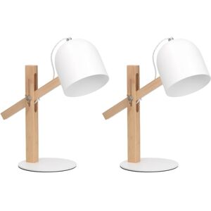 Lampe de Bureau pour Bureau à LED en Bois Naturel (2 pcs) Bodhi Blanc 36x13x21cm