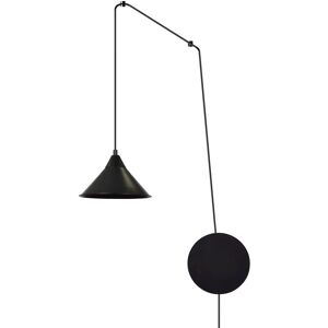 Applique orientable avec 5m de câble et abat-jour noir métallisé Noir 29x500x20cm