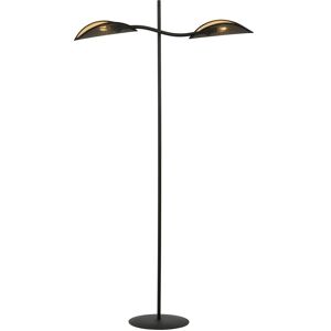 Lampadaire avec 2 abat-jour noirs en forme de feuille Noir 69x150x29cm