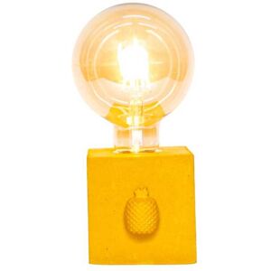 Junny Lampe de chevet beton jaune avec ananas et ampoule a filament