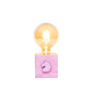 Junny Lampe de chevet en beton rose avec sa licorne et ampoule a filament