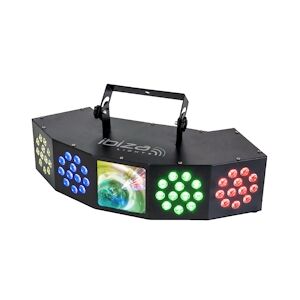 Jeu de lumière Ibiza light COMBI-FX4, effet 3-en-1 Wash/Strobe 4 x 12 LED RGBW Moone 144 LED RGB avec DMX