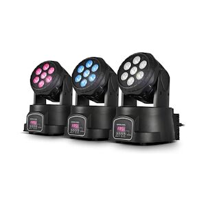 Pack de 3 Lyres à LEDs 4en1 Rouge/Vert/Bleu/Blanc DMX 7x4W LytOr Wash7