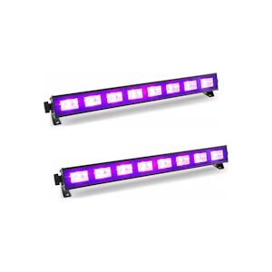 Pack 2 Barres à LED FLUO UV 9x1W se reflète sur tissus blanc