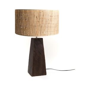 AMADEUS Lampe de table Kaci avec un abat-jour en rabane - Marron Rond Résine Amadeus 45x45 cm