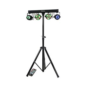 Portique Lumières Ibiza Light DJLIGHT60 2 Projecteurs PAR 12 LED RVBB de 1W, 2 Moon Flower à LED RGBWA, DMX, Télécommande