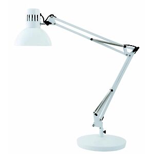 Alba Lampe de bureau Architecte - Ampoule Led E27 - 20W - Double bras articulé - Tête orientable - Blanc - Publicité