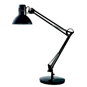 Alba Lampe de bureau Architecte - Ampoule Led E27 - 20W - Double bras articulé - Tête orientable - Noir - Publicité