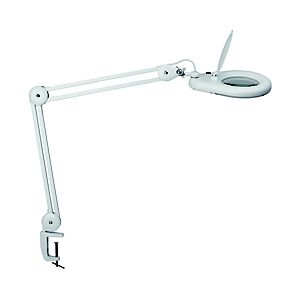 Maul Lampe loupe de bureau sur pince Viso - Led integree - 8W - Double bras et tete articules - Blanc