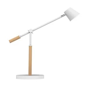 Unilux Lampe de bureau Vicky - Led intégrée - 9W - Bras articulé - Tête orientable - Port USB - Blanc et Hêtre - Publicité