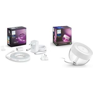 Pack Lampe connectée Philips Hue Iris Blanc + Ruban lumineux Hue Lighstrip Plus 2 m Blanc - Publicité