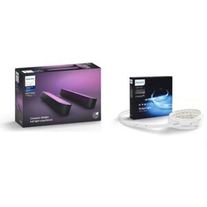 Pack 2 Lampes connectées Philips Hue Play Noir + Ruban lumineux Hue Lighstrip Plus 2 m - Publicité