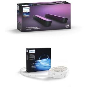 Pack 2 Lampes connectées Philips Hue Play Noir + Ruban lumineux Philips Hue Lighstrip Plus 2 m - Publicité