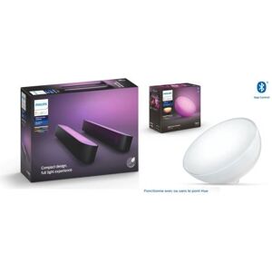 Pack 2 Lampes connectées Philips Hue Play Noir + Lampe nomade connectée Hue Go Led - Publicité