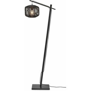 Lampadaire en bambou noir avec abat-jour en bois noir 150x25 cm Tanami  - Good & Mojo - Publicité